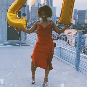 Ruched satin dress from Zara